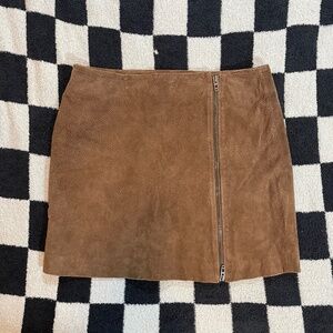 blank nyc nwt leather suede skirt double zip tan size 32